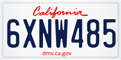 CA license plate 6XNW485
