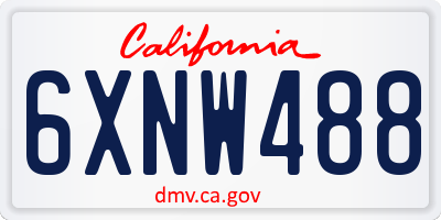 CA license plate 6XNW488