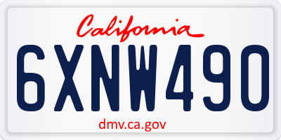 CA license plate 6XNW490