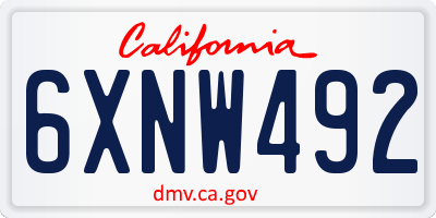 CA license plate 6XNW492