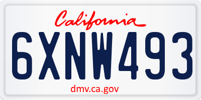 CA license plate 6XNW493