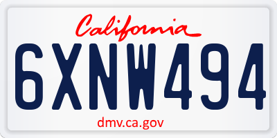 CA license plate 6XNW494