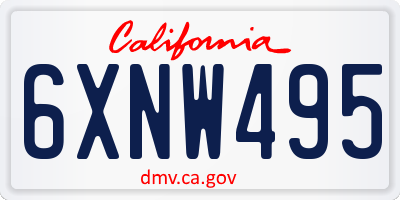 CA license plate 6XNW495