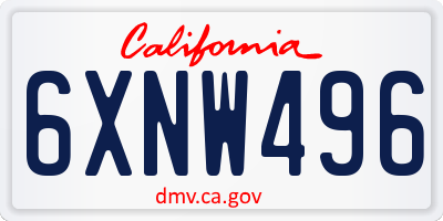 CA license plate 6XNW496