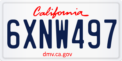 CA license plate 6XNW497