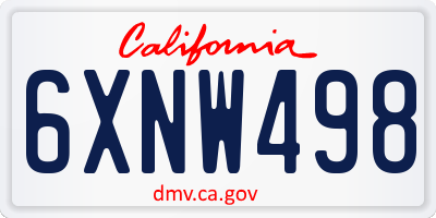 CA license plate 6XNW498