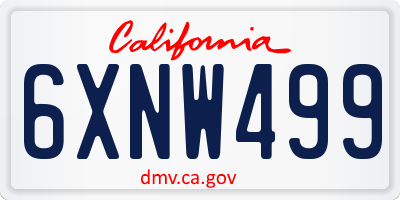 CA license plate 6XNW499