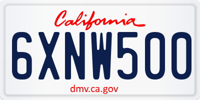 CA license plate 6XNW500
