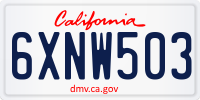 CA license plate 6XNW503