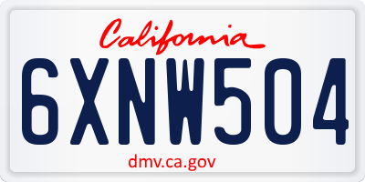 CA license plate 6XNW504