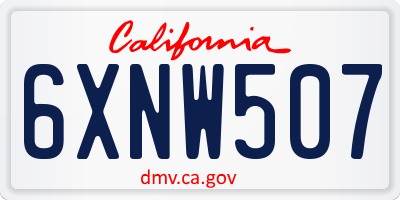CA license plate 6XNW507
