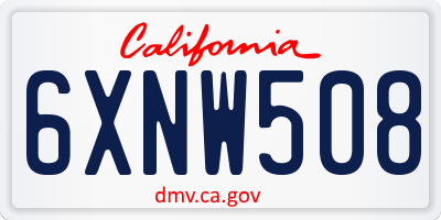 CA license plate 6XNW508