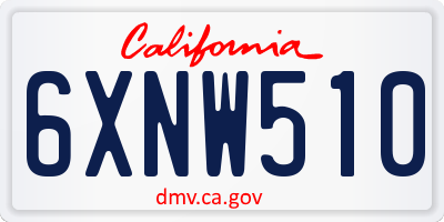 CA license plate 6XNW510