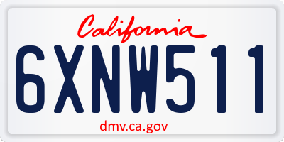 CA license plate 6XNW511