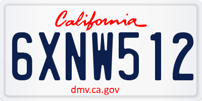 CA license plate 6XNW512