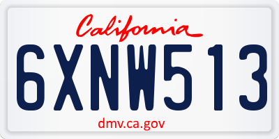 CA license plate 6XNW513