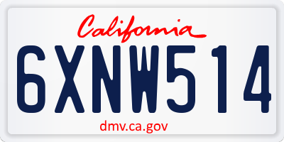 CA license plate 6XNW514