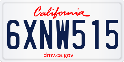 CA license plate 6XNW515