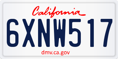 CA license plate 6XNW517