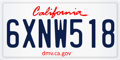 CA license plate 6XNW518