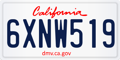 CA license plate 6XNW519
