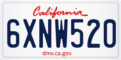 CA license plate 6XNW520