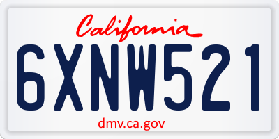 CA license plate 6XNW521