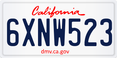 CA license plate 6XNW523