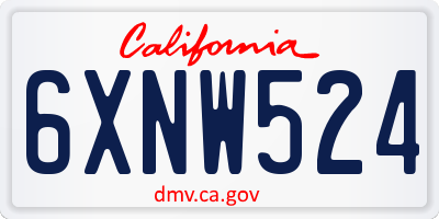 CA license plate 6XNW524