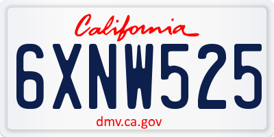 CA license plate 6XNW525