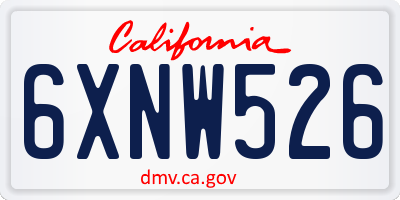 CA license plate 6XNW526