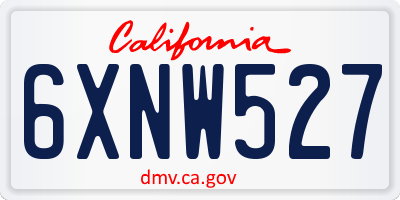 CA license plate 6XNW527