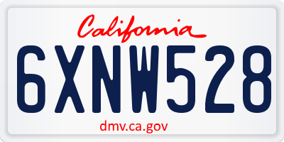 CA license plate 6XNW528