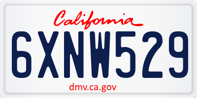 CA license plate 6XNW529