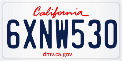 CA license plate 6XNW530