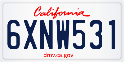 CA license plate 6XNW531