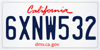 CA license plate 6XNW532