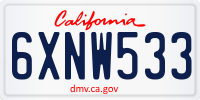 CA license plate 6XNW533