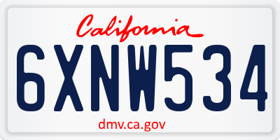 CA license plate 6XNW534