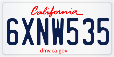 CA license plate 6XNW535