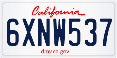 CA license plate 6XNW537