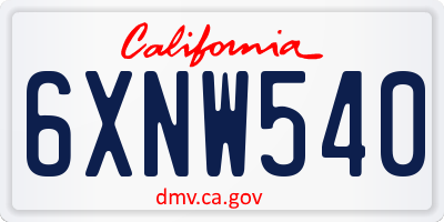 CA license plate 6XNW540