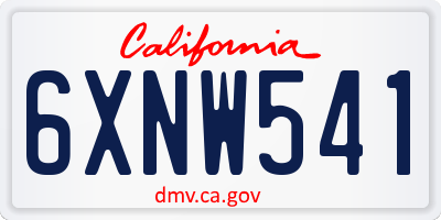CA license plate 6XNW541