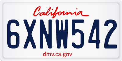 CA license plate 6XNW542