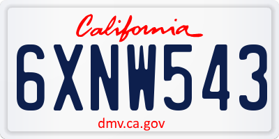 CA license plate 6XNW543