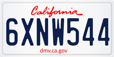 CA license plate 6XNW544