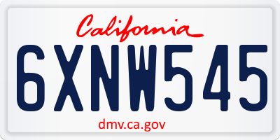 CA license plate 6XNW545