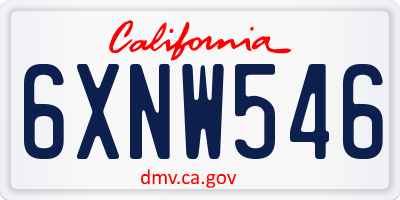 CA license plate 6XNW546