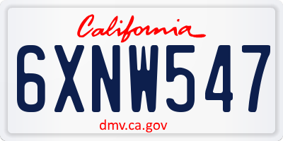 CA license plate 6XNW547
