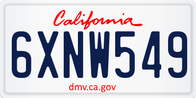 CA license plate 6XNW549
